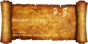 Haider Zilia névjegykártya
